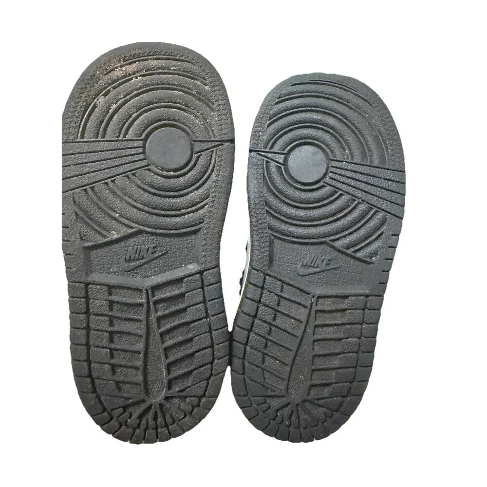 Nike Air Jordan 1 Mid Toddler Black White Sneakers Size 7C‎ Used